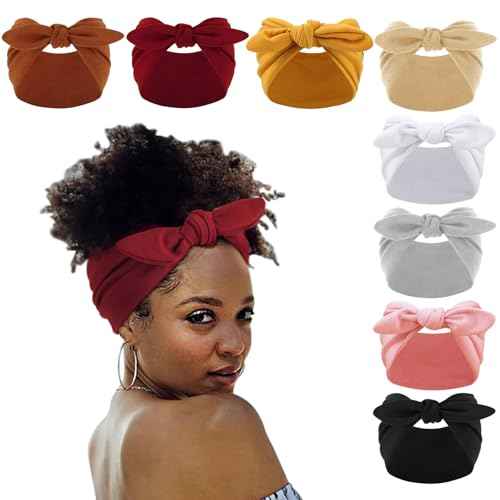 DRESHOW 8 Pack Bow Headbands of Solid Color for Women¡¯s Hair Non Slip Wide Vintage Head Wraps Knotted Cute Hair Band Accessories
