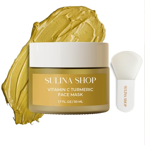 Sulina Shop Turmeric Vitamin C Clay Mask for Face, Skin Brightening, Turmeric Face Mask for Deep Cleansing Pores, Dark Spots & Post-Blemish, Oil Control, Improves Uneven Tone, Made in USA