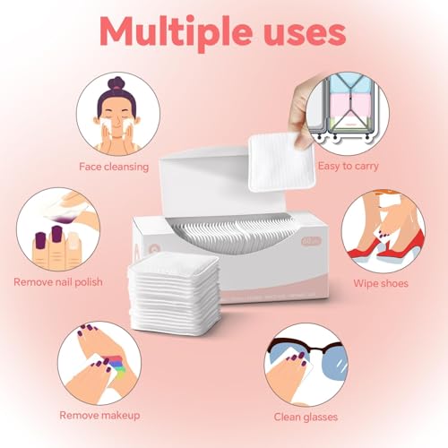 ICOTLE Square Cotton Pads for Skincare & Makeup Removal - 60 Count