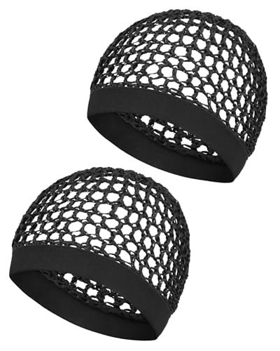 2 Pack Hair Nets for Sleeping - Silk Press Crochet Mesh Night Cap