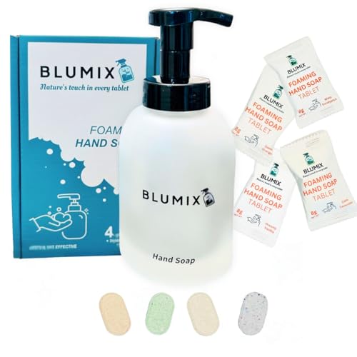 Foaming Hand Soap Tablet Set? 4 Tablets + Glass Foam Dispenser | Variety Scents | Non-Toxic, Plastic-Free, Zero Waste, Just-Add-Water | Safe for Kids, Home & Travel (Variety Set)