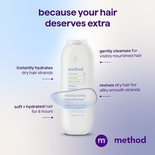 Method Moisturizing Conditioner, Simply Nourish with Shea Butter, Coconut, and Rice Milk Scent Notes, Paraben and Sulfate Free, 13.5 oz (Pack of 3)