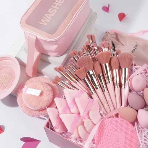 MAANGE 49-Piece Makeup Brush Set with Bag & Blenders