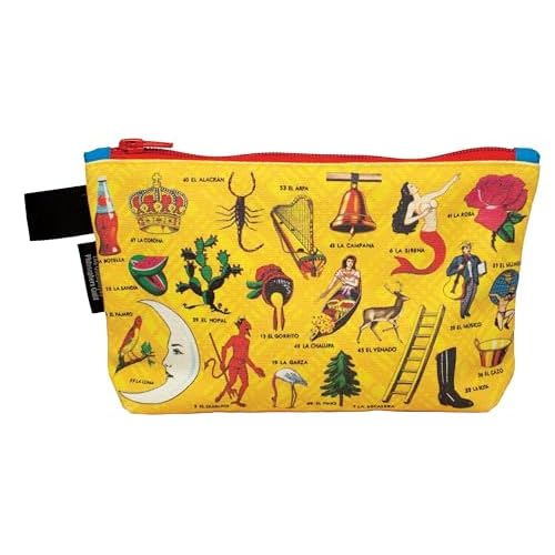 The Unemployed Philosophers Guild Loter?a Bag - With Iconic Illustrations, 9" Canvas Zipper Pouch for Pencils, Tools, Cosmetics, Toiletries and More