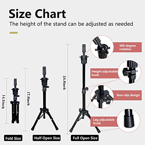 SZCY LLC Dark Brown 18 Inch Mannequin Head with Human Hair & Tripod Stand for Hair Styling