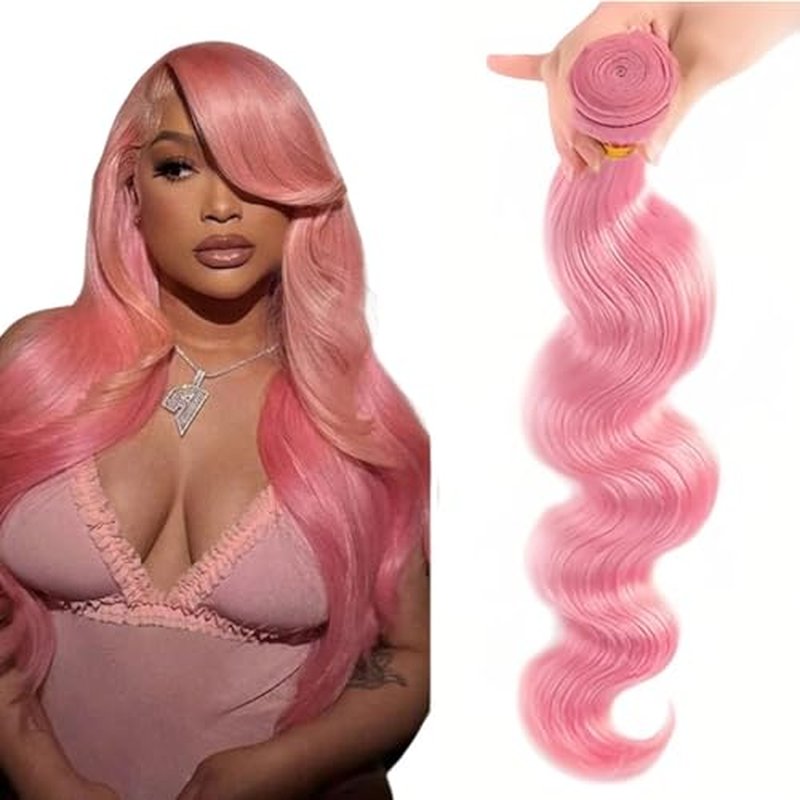 Pink Body Wave Human Hair Bundle 28 Inch 50g