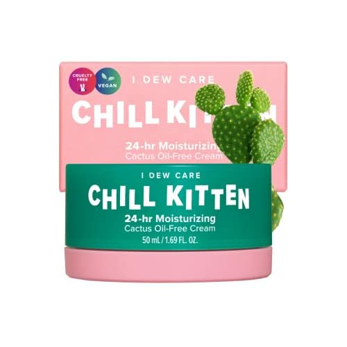 I DEW CARE Bright Side Up Brightening & Hydrating Vitamin C Serum with Niacinamide + I Dew Care Moisturizer Face Cream - Chill Kitten 1.69 Fl Oz Bundle
