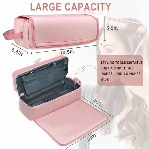 Hair Tools Travel Bag with Heat Resistant Pad, Double-Layer Travel Carrying Case for Straightener, Curling Iron, Hair Dryer, Portable Organizer