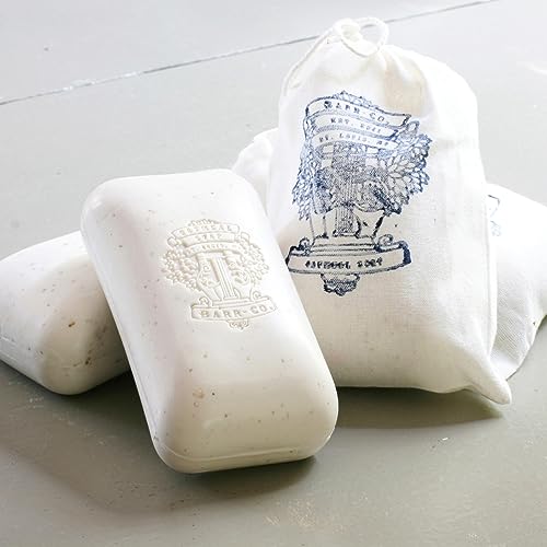 BARR-CO. Original Scent Oatmeal Saddle Triple-Milled Bar Soap, Tranquil Milky Scent with Oat, Vanilla & Vetiver, Shea Moisturizing Soap, All-Natural Soap for Women & Men 10.5 oz