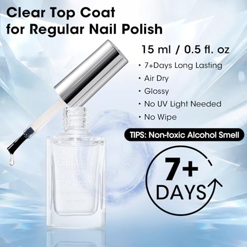 GELLEN Clear Nail Polish Top Coat | No Lamp Needed, 7-Day Wear