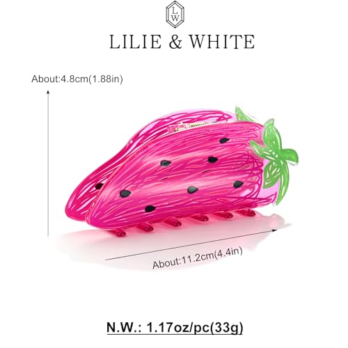 LILIE&WHITE Acrylic Hair Clips For Women Three Tone Claw Clips With White Shell Pink Brown Three Colors Rectangle Hair Clip With Claw For Thick Hair Strong Hair Fix Claw Clips