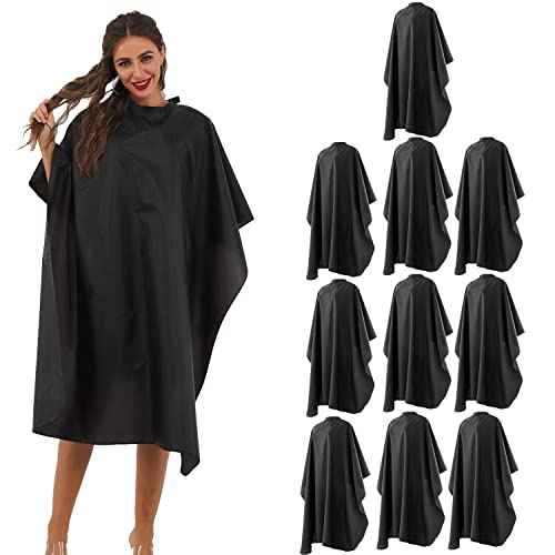 Black Barber Cape - Professional Nylon Waterproof Salon Cape, 59" x 47", 10 Pack