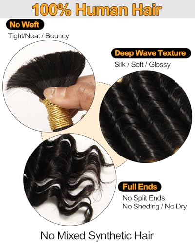 BEEOS Human Braiding Hair 20" Deep Wave 100g 2 Bundles
