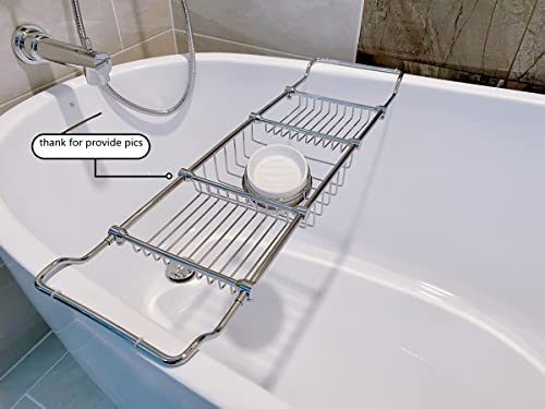 Expandable Brass Bathtub Caddy with Chrome Finish