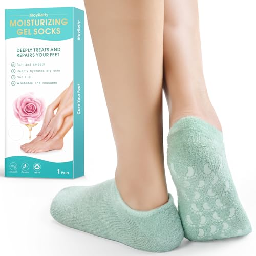 MoyRetty Medium Moisturizing Silicone Gel Socks for Dry Cracked Feet 8.66 Inch
