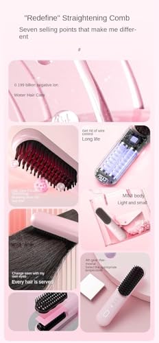Cordless Straightening Brush for Short Hair - Ionic Ceramic
