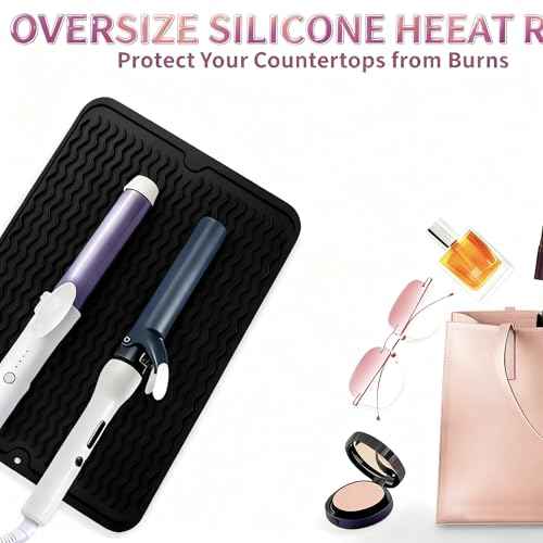 2 Pack Heat Mat for Curling Iron, Oversize Silicone Resistant Mat for Hair Tools, Hot Pad for Hair Straightener, Flat Irons and Hot Hair Styling Tools Home Travel Gym Salon (15.7" x 11.8")