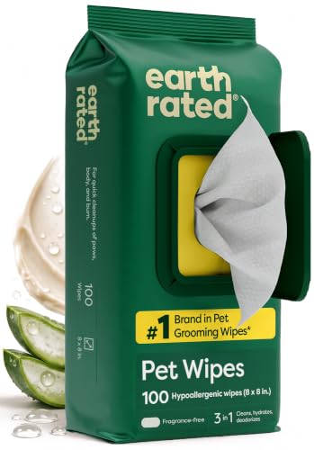 Unscented Earth Rated Dog Wipes 100ct - Gentle Paw & Body Grooming Wipes
