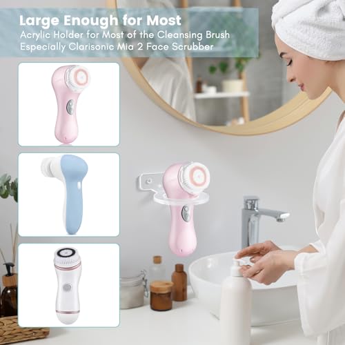Acrylic Holder for Electric Face Scrubbers - Compatible with COSLUSCLSEVXY, TOUCHBeauty, WOVAZUS,Mia 2 Face Scrubber Stand, Waterproof & Durable Wall-Mounted Organizer