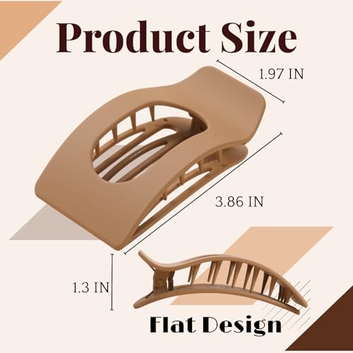 Flat Hair Clips for Women – 8-Pack Large Matte Claw Clips