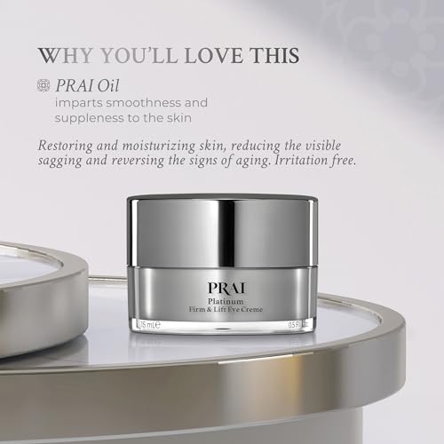 PRAI Beauty Platinum Firm and Lift Eye Creme - Tightening and Firming Eye Cream - Anti-Aging Under Eye Cream - Irritation Free - 0.5 Oz