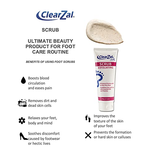ClearZal Foot and Skin Exfoliating Scrub with Pumice & Aloe Vera - 3.4 oz