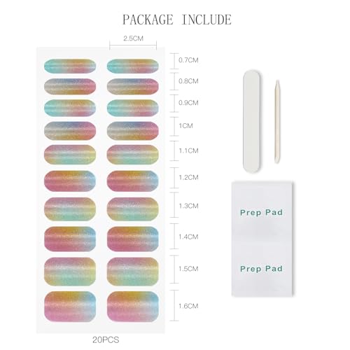 JMEOWIO Semi Cured Gel Nail Strips - Cat Eye Design, 20 Pack