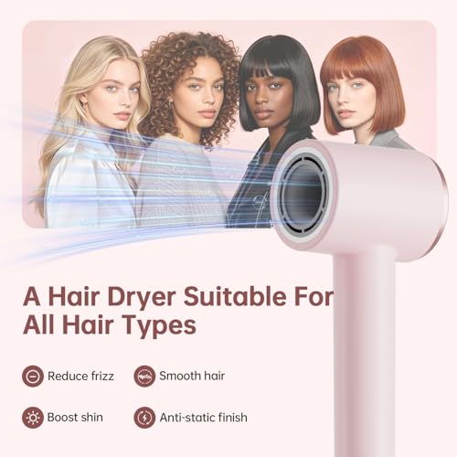 BOWEI High-Speed Hair Dryer - 110,000 RPM, Anti-Frizz, Lightweight & Quiet