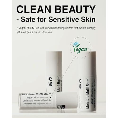 Pleuvoir Korean Moisture Multi Balm Fragrance-Free - Lip and Dry Area Care with Sunflower Seed Oil Shea Butter Alpha-Bisabolol Adenosine - Vegan Plant-Based K-Beauty 0.35oz