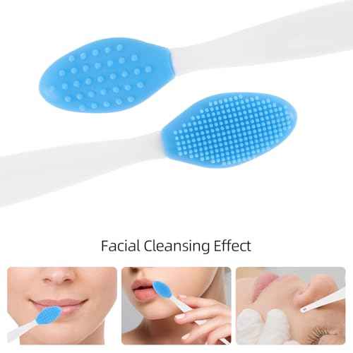 48 Pack Lip Scrub Brush, Silicone Double Sided Lip Exfoliator Brush for Men Women Lip Lightening for Dark Lips - 6 Colors
