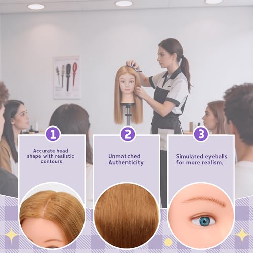 Blonde 80% Real Hair Mannequin Head 26-28" with Clamp