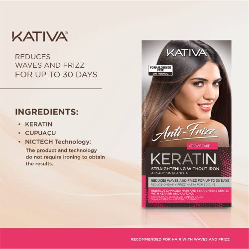 Kativa Anti-Frizz Xtreme Care, Home Use Straightening Treatment, Rebuild Damaged Hair and Straighten Waves and Frizz with Keratin and Cupuaçu, Paraben Free, Cruelty Free, Formaldehyde Free