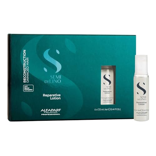 ALFAPARF MILANO Semi di Lino Reconstruction Reparative Lotion Treatment - Hair Repair for Damaged Hair, Adds Shine, Softness and Body - Thermal Protection - Anti Hair Breakage (6 Vials/2.64 oz)