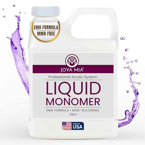 Liquid Monomer, Fast Setting Acrylic Monomer for Salon-Quality Nail Shaping and Acrylic Nail Powder Application, MMA-Free Nail Monomer with Superior Adhesion Formula, 32 oz - Joya Mia