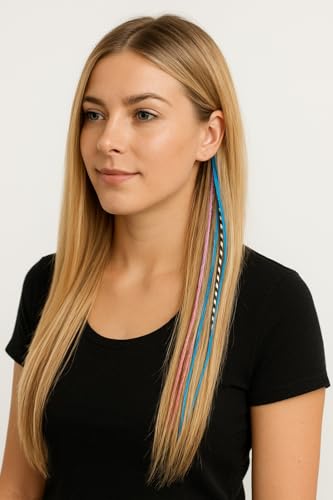 Feather Hair Extension Multicolor – 5 Real Feathers, 4-6 Inches