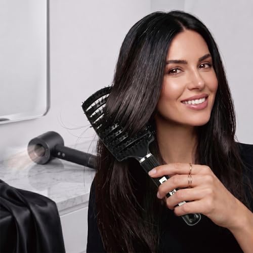 FIXBODY Mate Black Boar Bristle Curved Vent Hair Brush for All Hair Types