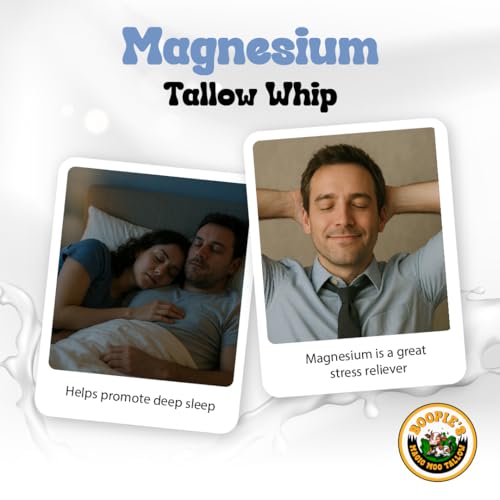 Magic Moo Magnesium Whipped Tallow Skincare for sore muscles, sleep, muscle and period cramps, stress, relaxation & more. Topical magnesium that works.