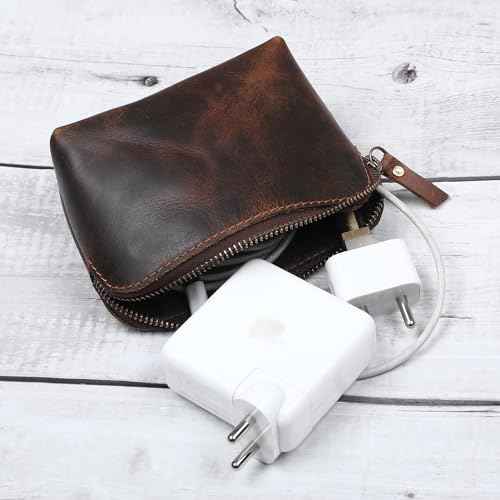 Leather Cosmetic Bags Make Up Bags for Women - Handmade Makeup Case Small Makeup Bags Jewelry Coin Pouch, Toiletry Bag for Men, Travel Cosmetic Pouch For Purse