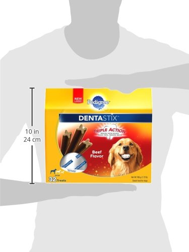 PEDIGREE DENTASTIX Large Dog Dental Treats Beef Flavor Dental Bones, 1.67 lb. Pack (32 Treats)