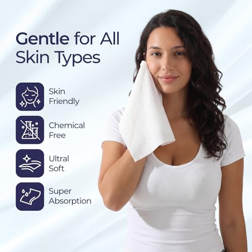 ECOLOOK Disposable Face Towel XL-60 Count Upgraded Thick Facial Towels, Ultra Soft Clean Face Towels Disposable, 10"x12" & 90 GSM, Ideal for Sensitive Skin?-1 PACK