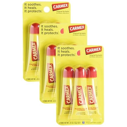 Carmex Original Flavor Moisturizing Lip Balm Tube Value Pack,0.35 Ounce (3 Count) (Pack of 3)