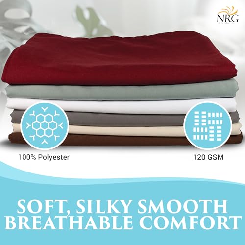 Premium Microfiber 3 Piece Massage Sheet Set by NRG - Includes Massage Table Flat Sheet, Fitted Sheet and Face Rest Cover - 100% Double Brushed Polyester, Soft as Silk - 120 GSM - Color: Merlot