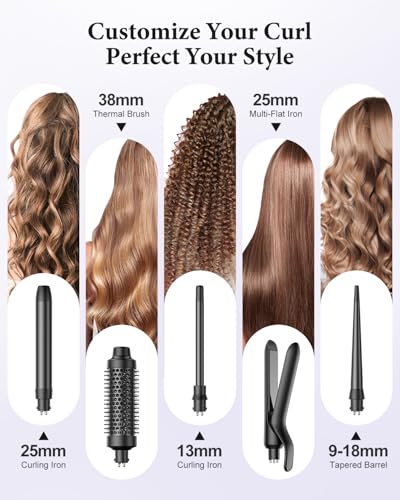 BESTOPE PRO 5-in-1 Curling Iron Set with Flat Iron & Brush