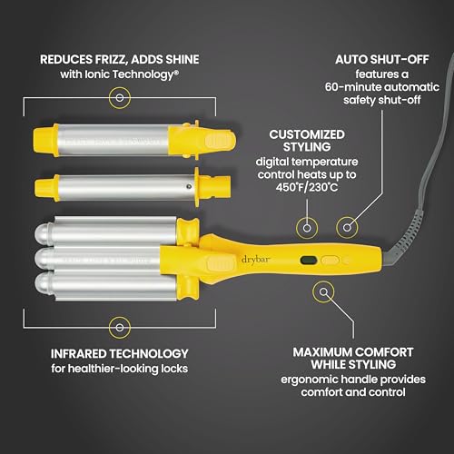 Drybar The Mixologist Interchangeable Styling Iron – Curling Wand & Waver Attachments