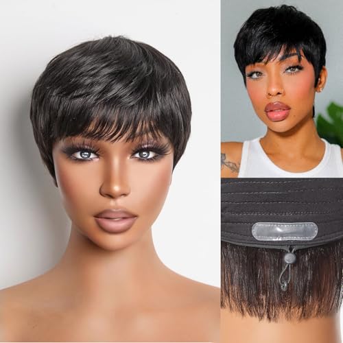 LUVME HAIR 5-Inch Short Pixie Cut Wig with Bangs - Glueless & Skin-Friendly