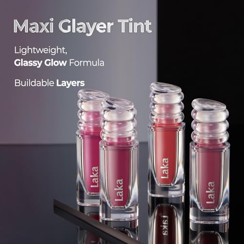 Laka Maxi Glayer Tint 3.8g/0.13oz, Glass Layer of Gloss, Ultra Glow & Vivid Layerable Pigments, High Shine Lip Oil, K-Beauty (#604 Misty)