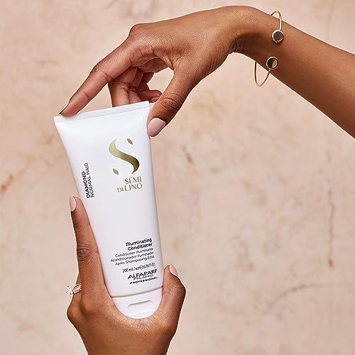 Alfaparf Milano Semi Di Lino Diamond Shine Illuminating Hair Conditioner - Sulfate Free - For Normal Hair - Safe on Color Treated Hair - Paraben and Paraffin Free - Professional Salon Quality, 6.76 Fl Oz