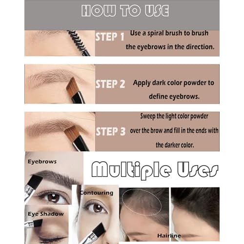 Eye Brow Powder Kit for Women,2 Colors Waterproof Eyebrow Powder Tinted Palette Brown Dark Brown Long-Lasting,Brow Fill&Sculpt Natural Eyebrow Contour Eyeshadow Mother¡¯s Gift with Brow Brush &Razor-03