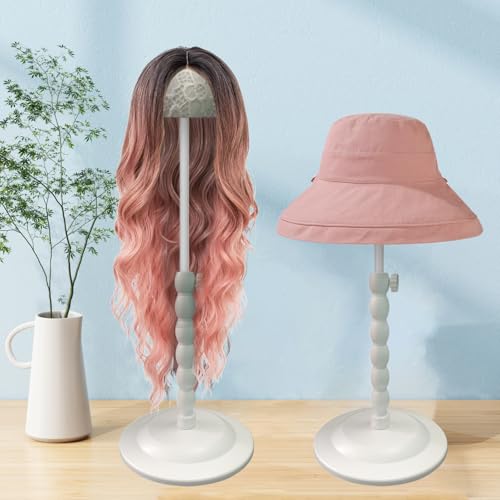 Adjustable Wig Stand, 12-19 Inch Height, White Non-Slip
