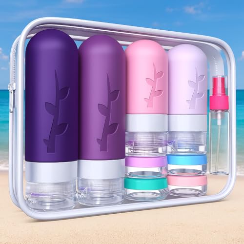 Tocelffe TSA Approved Travel Toiletry Bottles Set - Leak Proof Silicone Containers